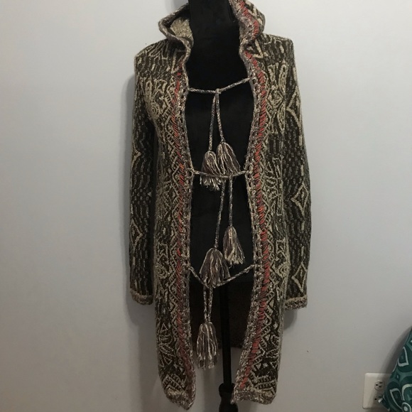 Free People Brown Kai Pom Pom Cardigan XS/S - Picture 4 of 5